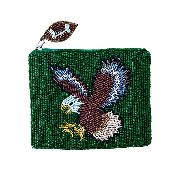 Philadelphia Eagles Coin Purse, Football Game Day Coin Pouch, NEW - Picture 2 of 2